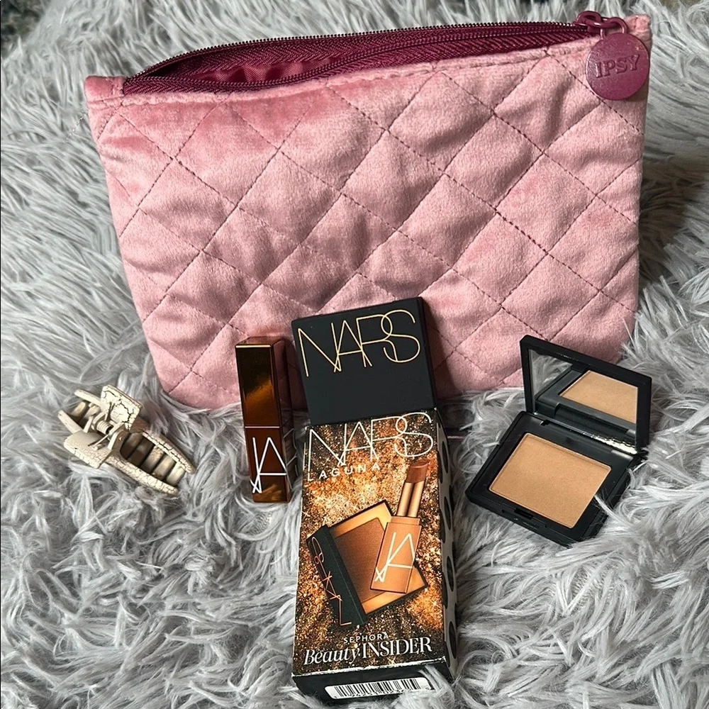 NARS Beauty Bundle & Ipsy Bag Pink Quilted NARS Bronzer x2 & Lip Balm Laguna SET